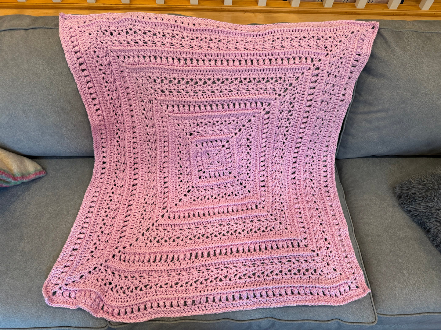 ‘The Study of Snow’ square crochet baby blanket