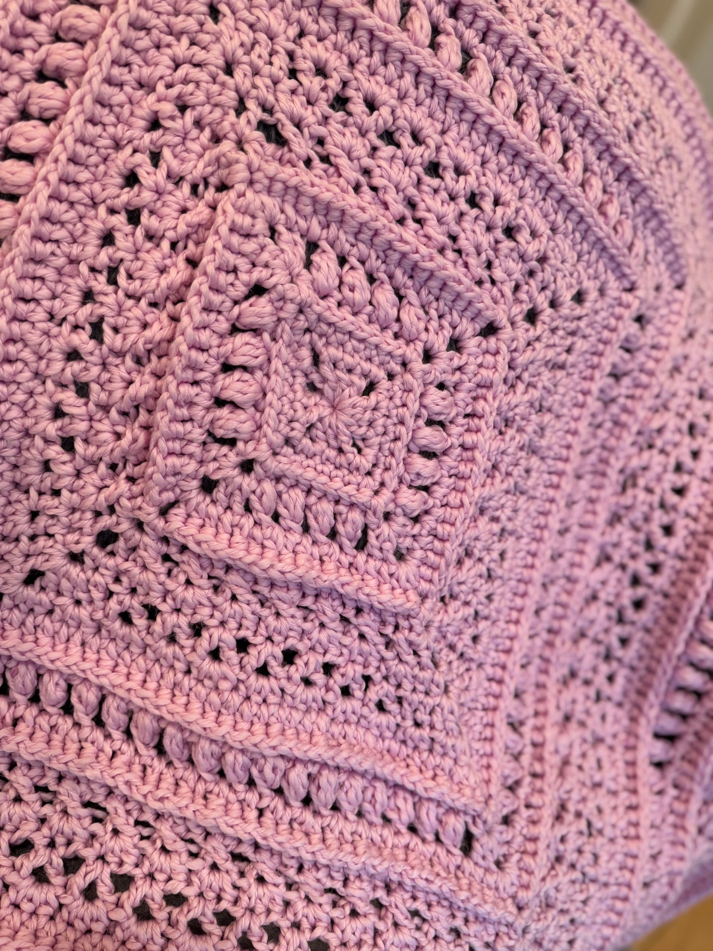 ‘The Study of Snow’ square crochet baby blanket