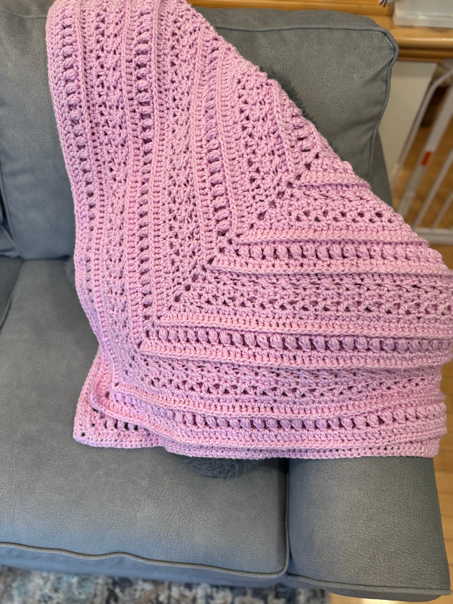 ‘The Study of Snow’ square crochet baby blanket