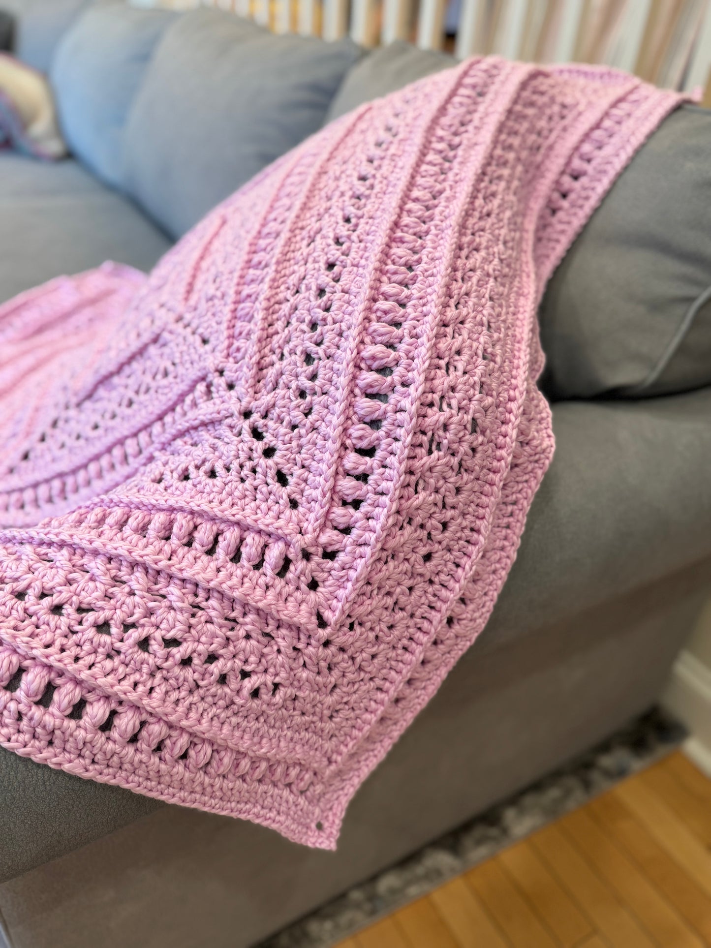 ‘The Study of Snow’ square crochet baby blanket