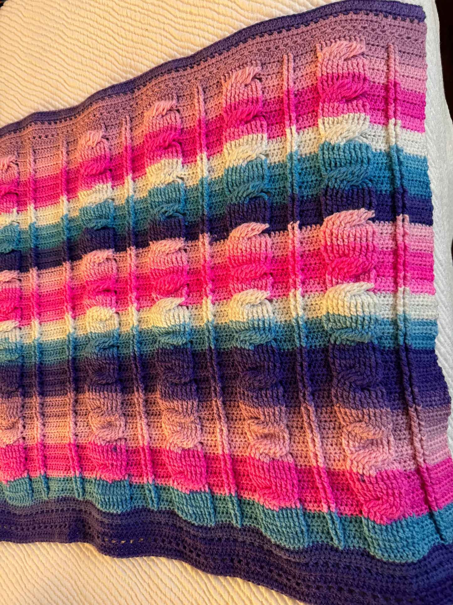 Cable stitch crochet baby blanket