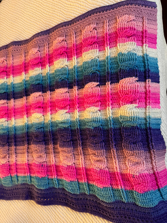Cable stitch crochet baby blanket